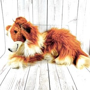 JusToys Vintage Collie Lassie Dog Plush Stuffed Animal Plushy Lying down